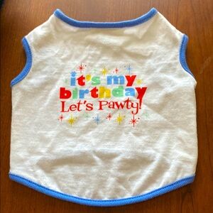 White and Blue Dog Birthday Shirt